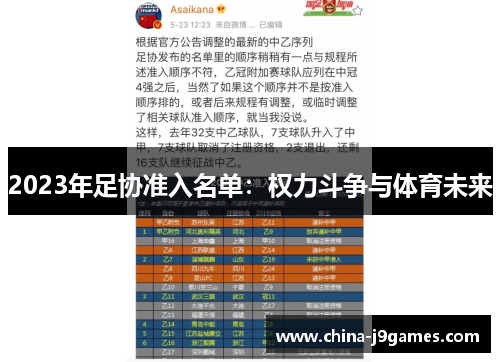 2023年足协准入名单：权力斗争与体育未来
